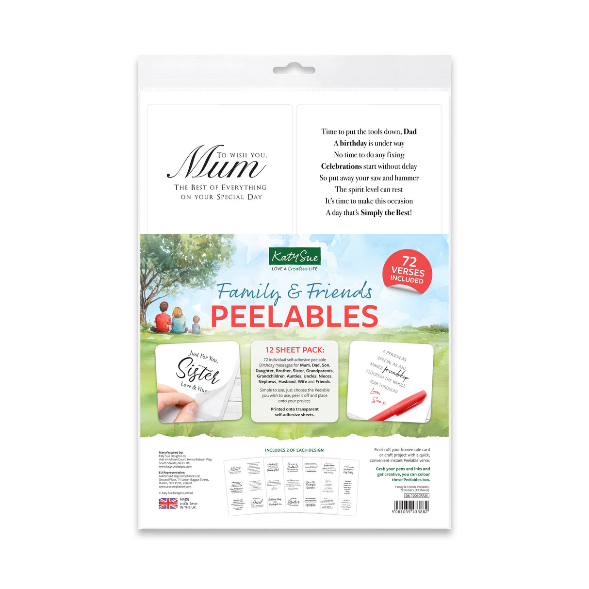 Family & Friends Peelables, 72 Stickers