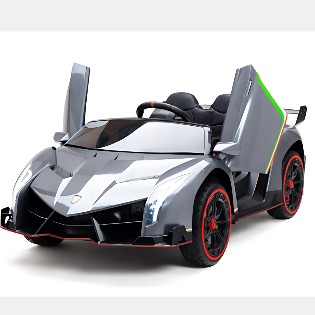 12V Lamborghini Veneno 4x4 1-Seater Ride-On Car W/ Rubber Wheels, Music Player, Butterfly Doors & RC