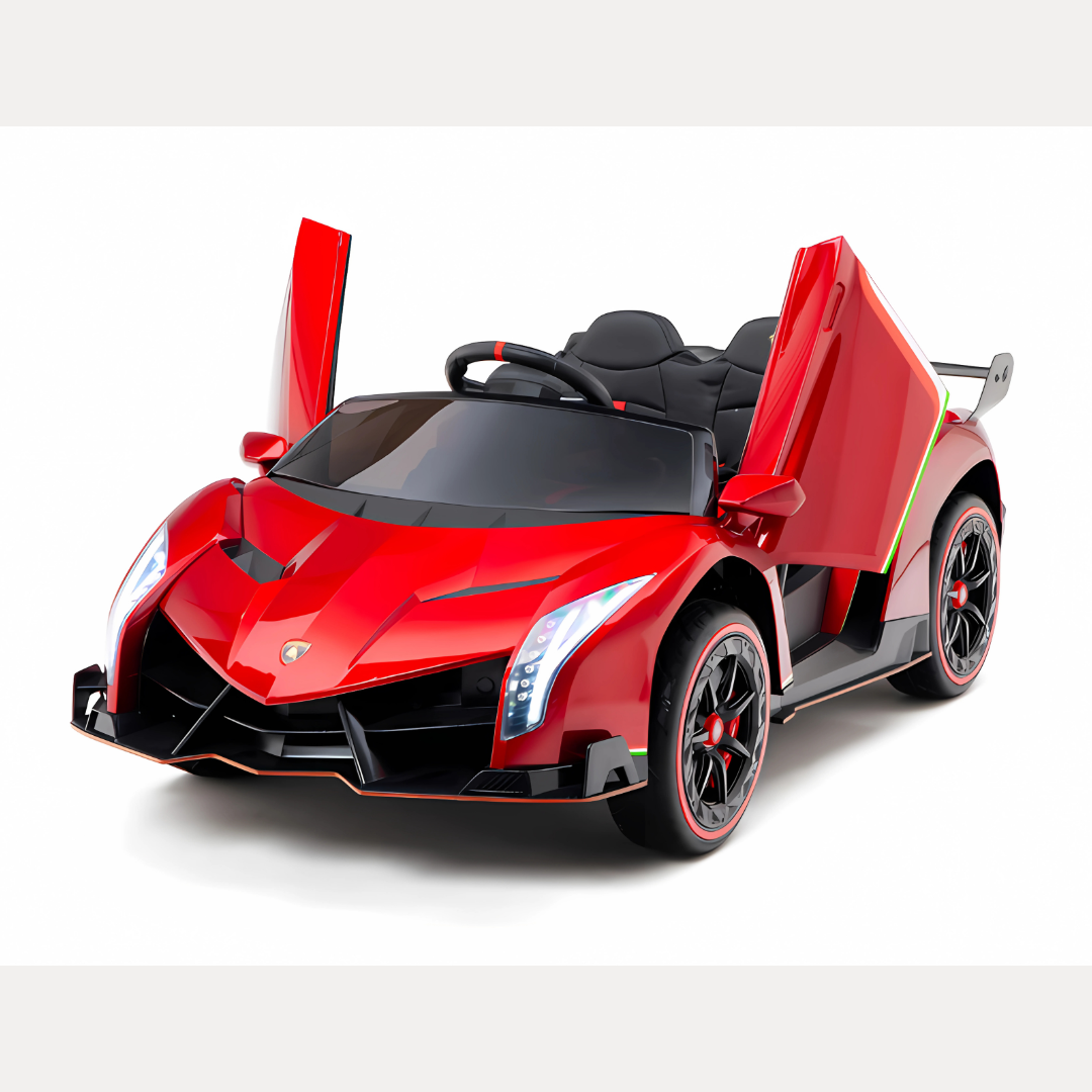12V Lamborghini Veneno 4x4 1-Seater Ride-On Car W/ Rubber Wheels, Music Player, Butterfly Doors & RC