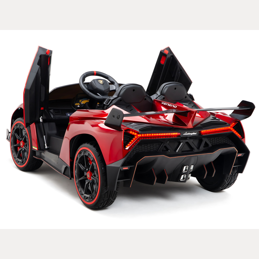 12V Lamborghini Veneno 4x4 1-Seater Ride-On Car W/ Rubber Wheels, Music Player, Butterfly Doors & RC