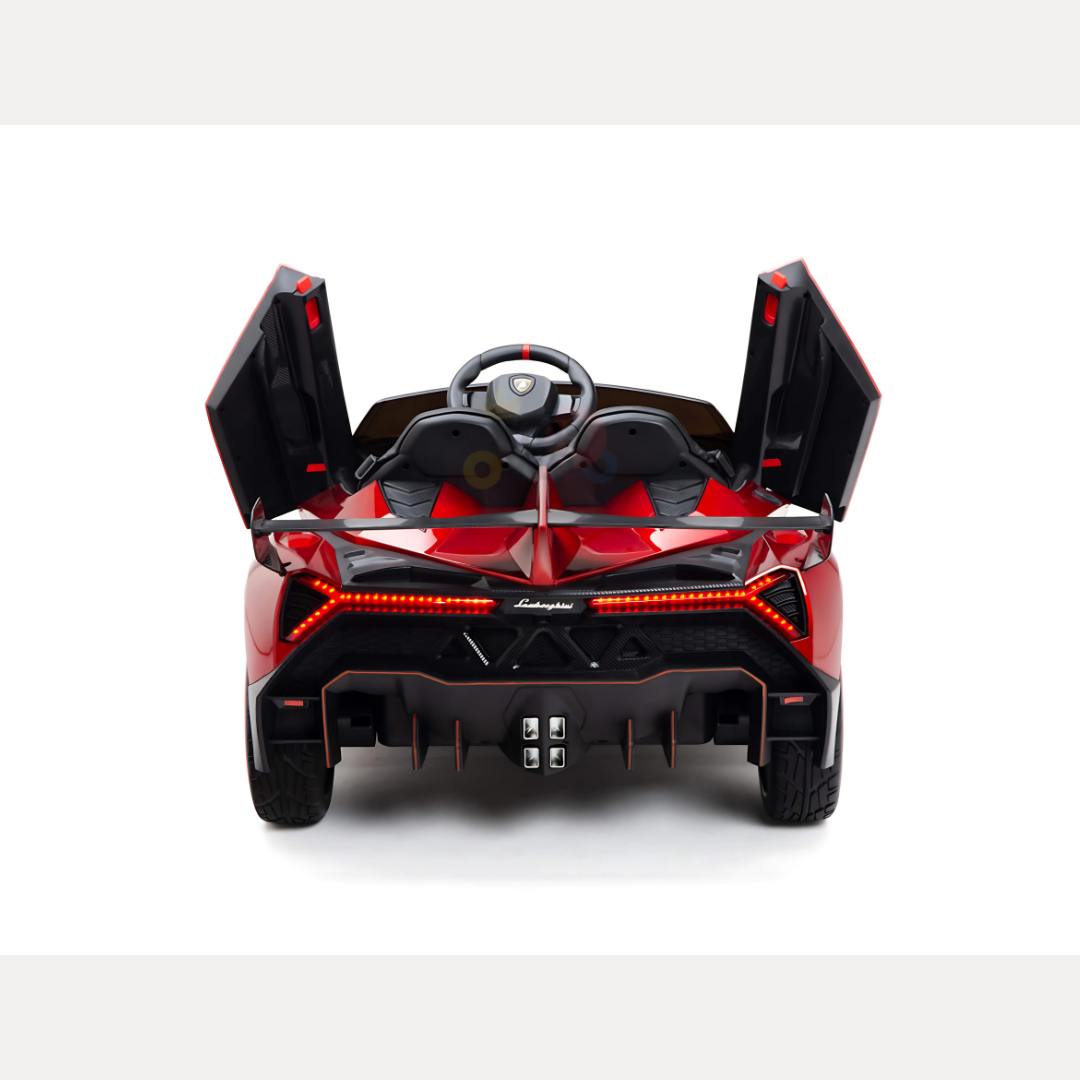 12V Lamborghini Veneno 4x4 1-Seater Ride-On Car W/ Rubber Wheels, Music Player, Butterfly Doors & RC