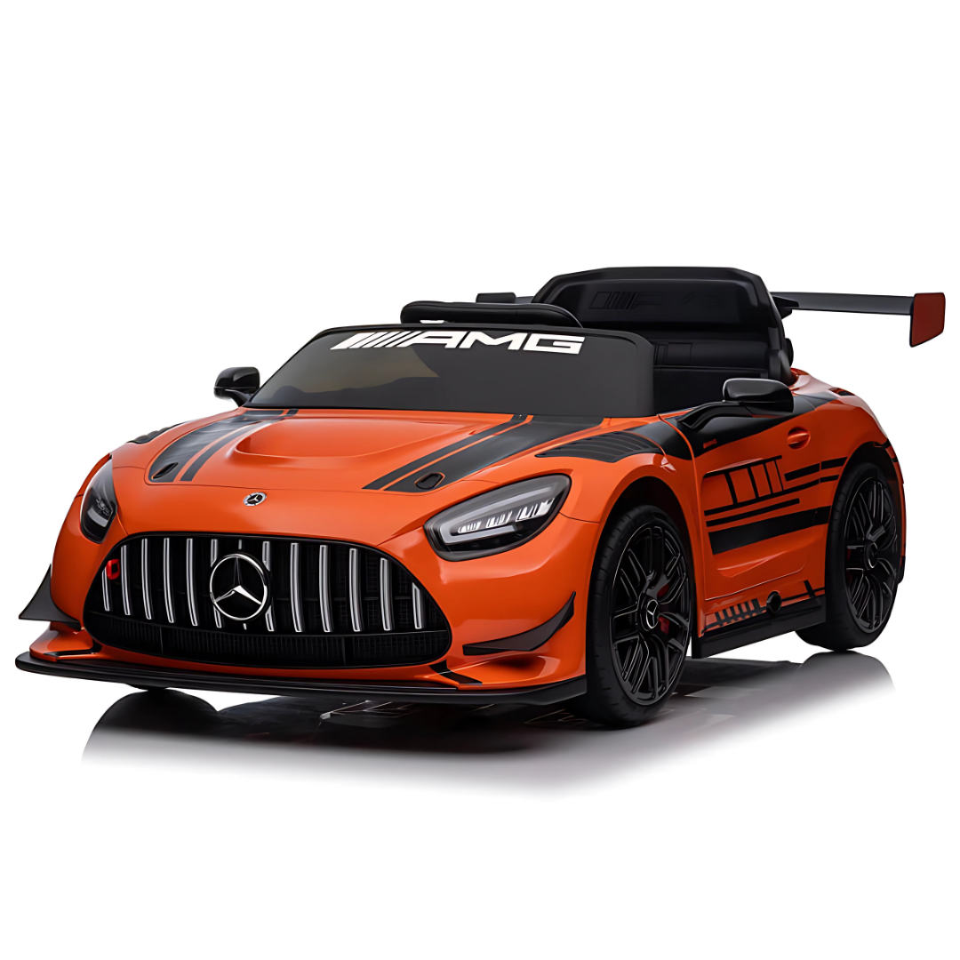 12V Mercedes Benz AMG GT3 Upgraded 1-Seater Ride-On Sports Car W/ Rubber Wheels, Music Player & RC