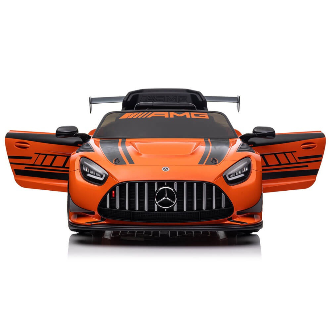 12V Mercedes Benz AMG GT3 Upgraded 1-Seater Ride-On Sports Car W/ Rubber Wheels, Music Player & RC