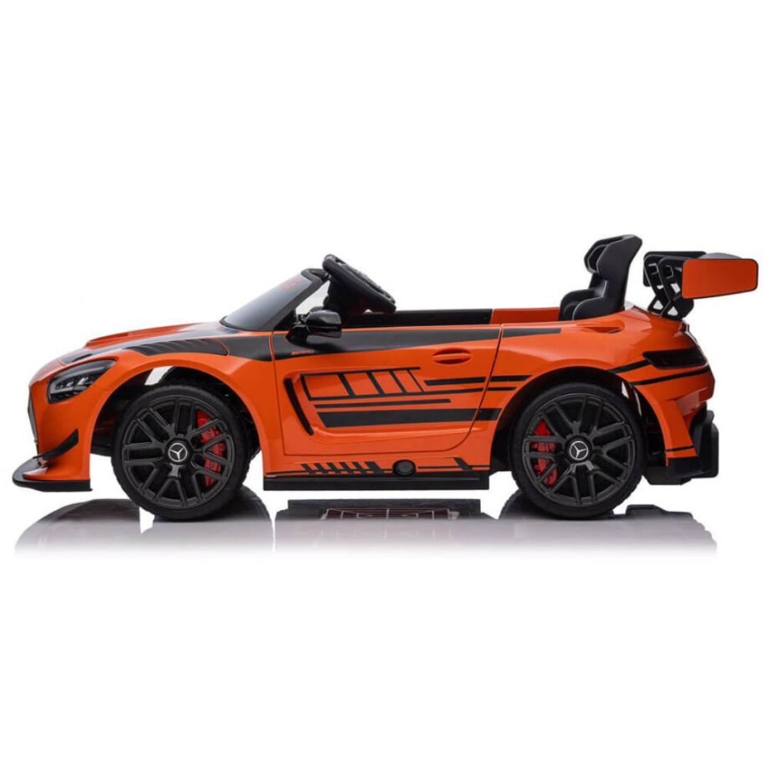 12V Mercedes Benz AMG GT3 Upgraded 1-Seater Ride-On Sports Car W/ Rubber Wheels, Music Player & RC