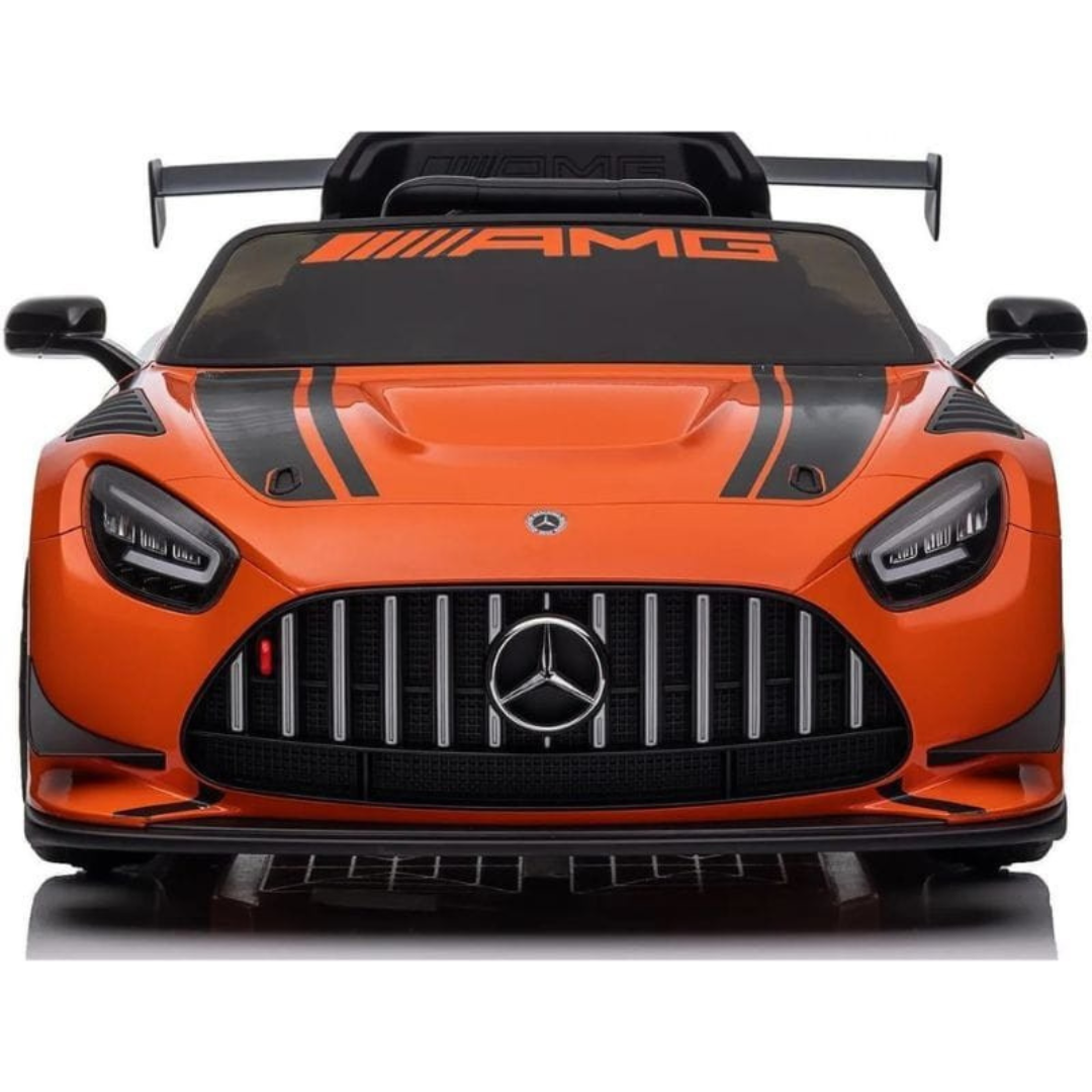 12V Mercedes Benz AMG GT3 Upgraded 1-Seater Ride-On Sports Car W/ Rubber Wheels, Music Player & RC