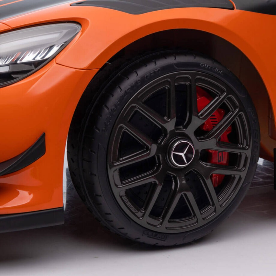 12V Mercedes Benz AMG GT3 Upgraded 1-Seater Ride-On Sports Car W/ Rubber Wheels, Music Player & RC