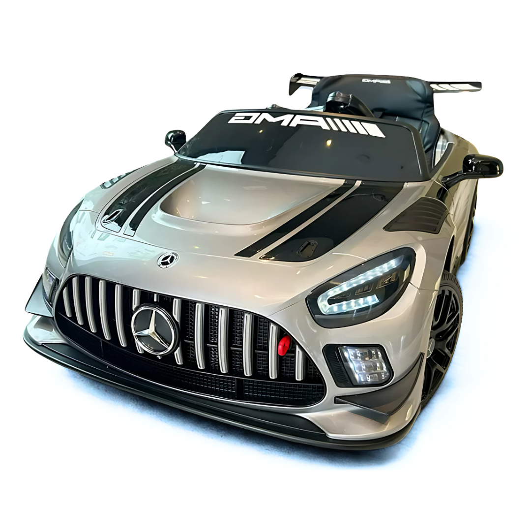 12V Mercedes Benz AMG GT3 Upgraded 1-Seater Ride-On Sports Car W/ Rubber Wheels, Music Player & RC