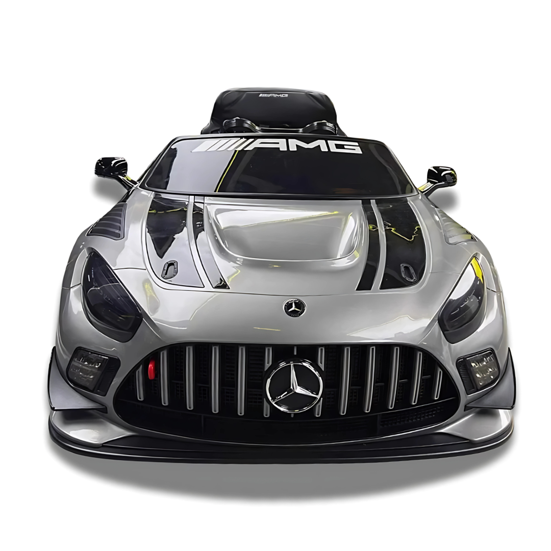 12V Mercedes Benz AMG GT3 Upgraded 1-Seater Ride-On Sports Car W/ Rubber Wheels, Music Player & RC