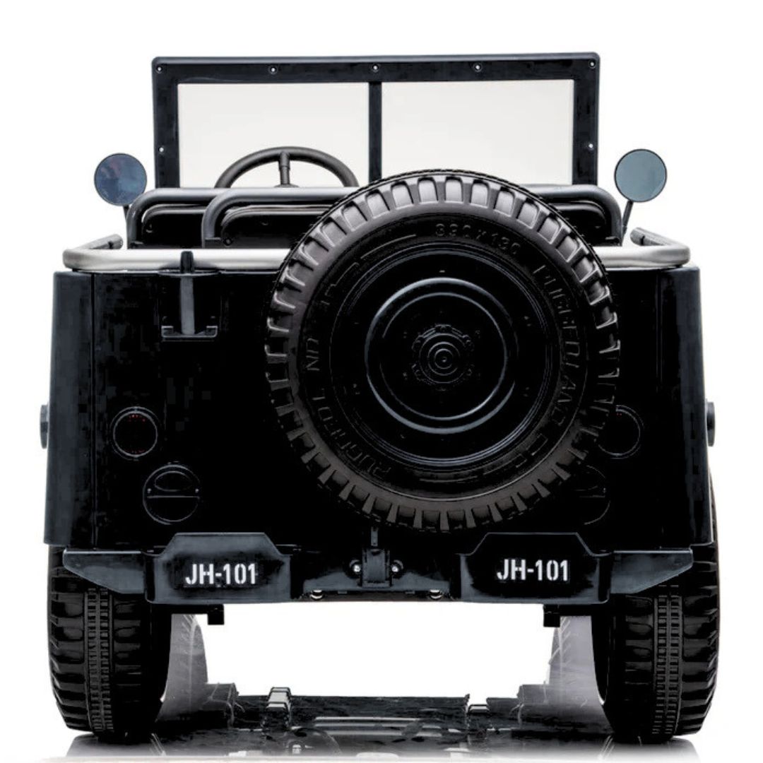 12V Military Edition 1-Seater Ride-on Truck W/ Rubber Wheels, Music Player & RC