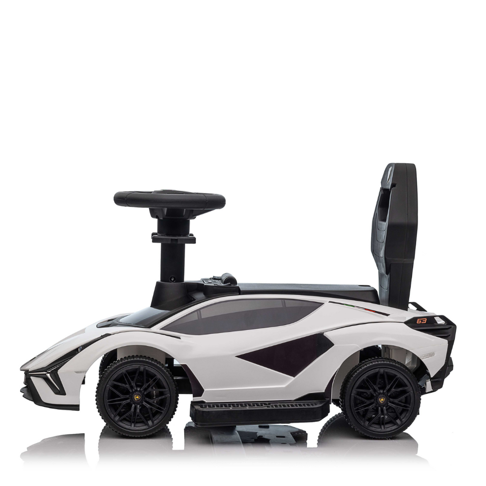 Lamborghini Sian Ultimate 3-in-1 Toddler Ride-On Push-Car W/ Music Player, Lights, Detachable Handle & Guards