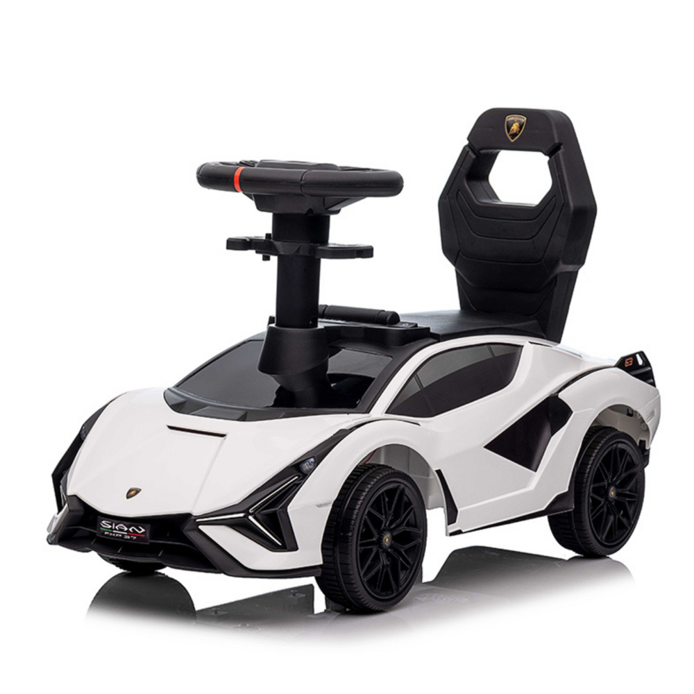 Lamborghini Sian Ultimate 3-in-1 Toddler Ride-On Push-Car W/ Music Player, Lights, Detachable Handle & Guards