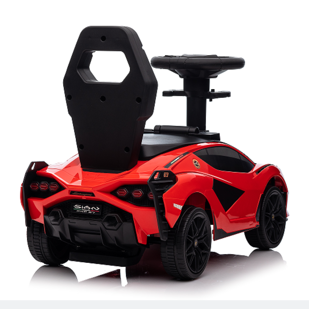 Lamborghini Sian Ultimate 3-in-1 Toddler Ride-On Push-Car W/ Music Player, Lights, Detachable Handle & Guards
