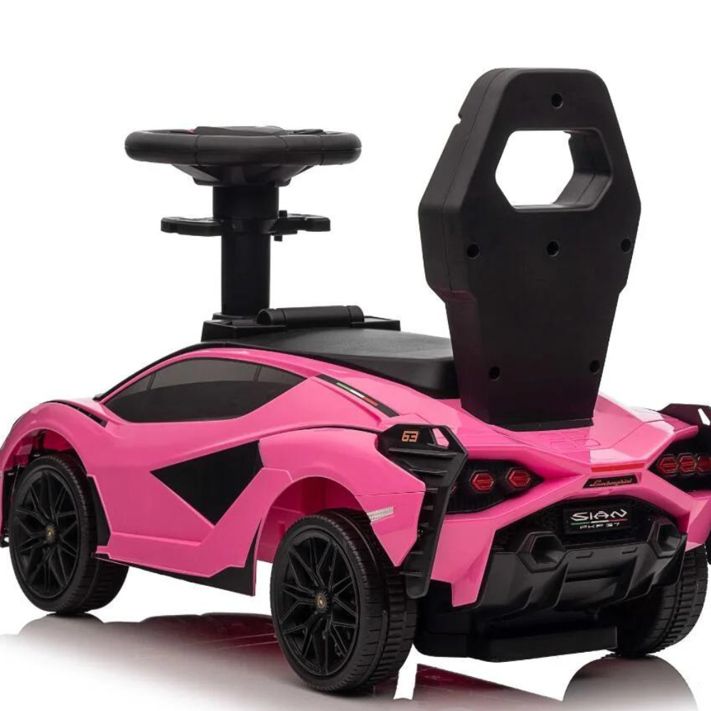 Lamborghini Sian Ultimate 3-in-1 Toddler Ride-On Push-Car W/ Music Player, Lights, Detachable Handle & Guards