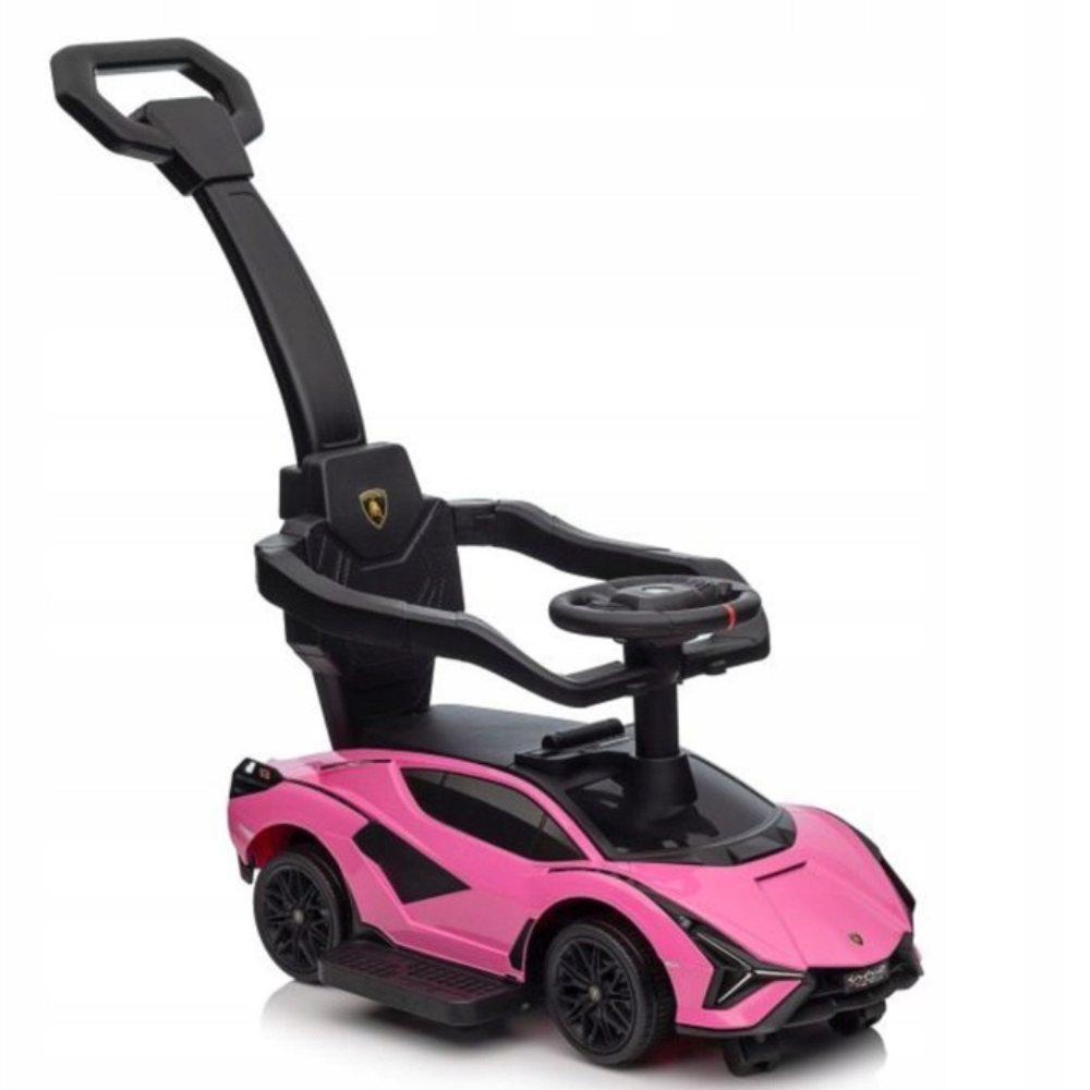 Lamborghini Sian Ultimate 3-in-1 Toddler Ride-On Push-Car W/ Music Player, Lights, Detachable Handle & Guards