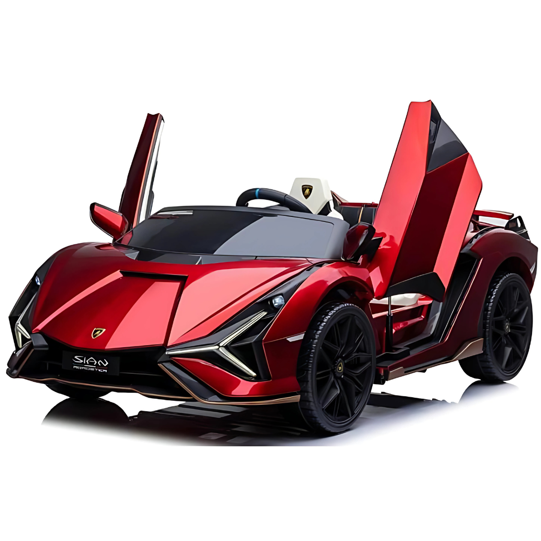 24V Lamborghini Sian 4x4 2-Seater Ride-On Car W/ Rubber Wheels, Music Player, Butterfly Doors & RC