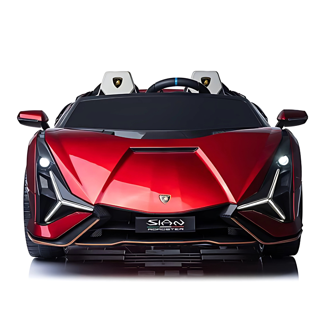 24V Lamborghini Sian 4x4 2-Seater Ride-On Car W/ Rubber Wheels, Music Player, Butterfly Doors & RC