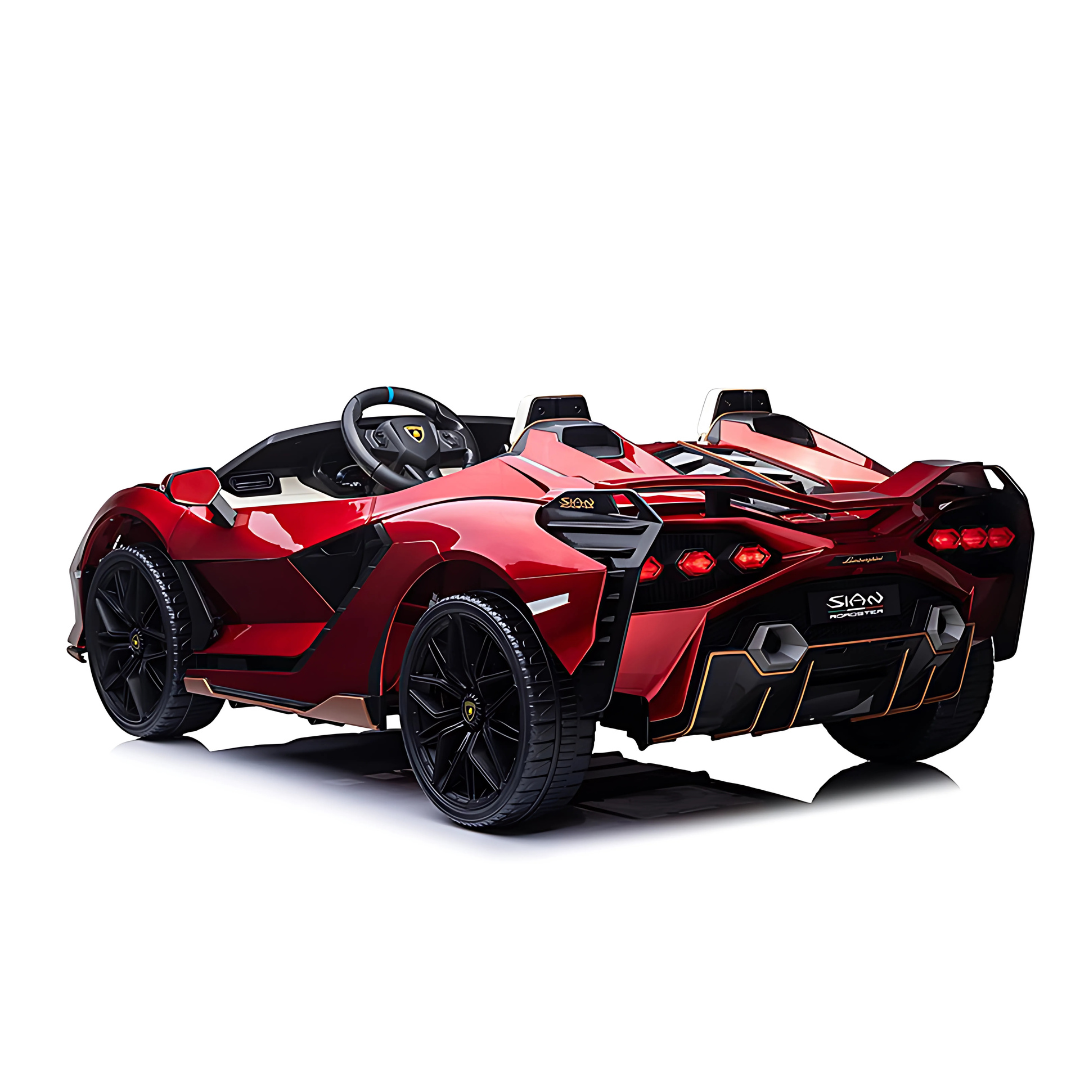 24V Lamborghini Sian 4x4 2-Seater Ride-On Car W/ Rubber Wheels, Music Player, Butterfly Doors & RC