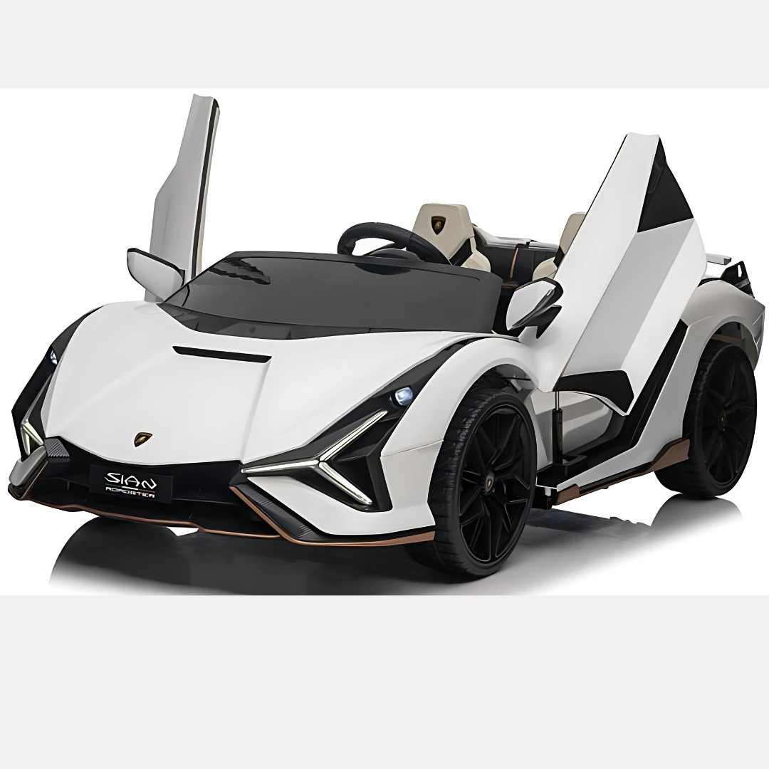 24V Lamborghini Sian 4x4 2-Seater Ride-On Car W/ Rubber Wheels, Music Player, Butterfly Doors & RC