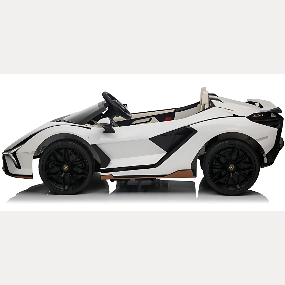 24V Lamborghini Sian 4x4 2-Seater Ride-On Car W/ Rubber Wheels, Music Player, Butterfly Doors & RC