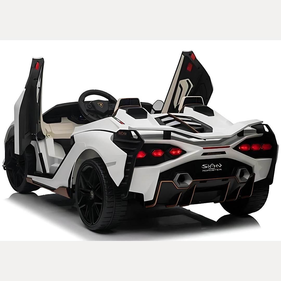 24V Lamborghini Sian 4x4 2-Seater Ride-On Car W/ Rubber Wheels, Music Player, Butterfly Doors & RC