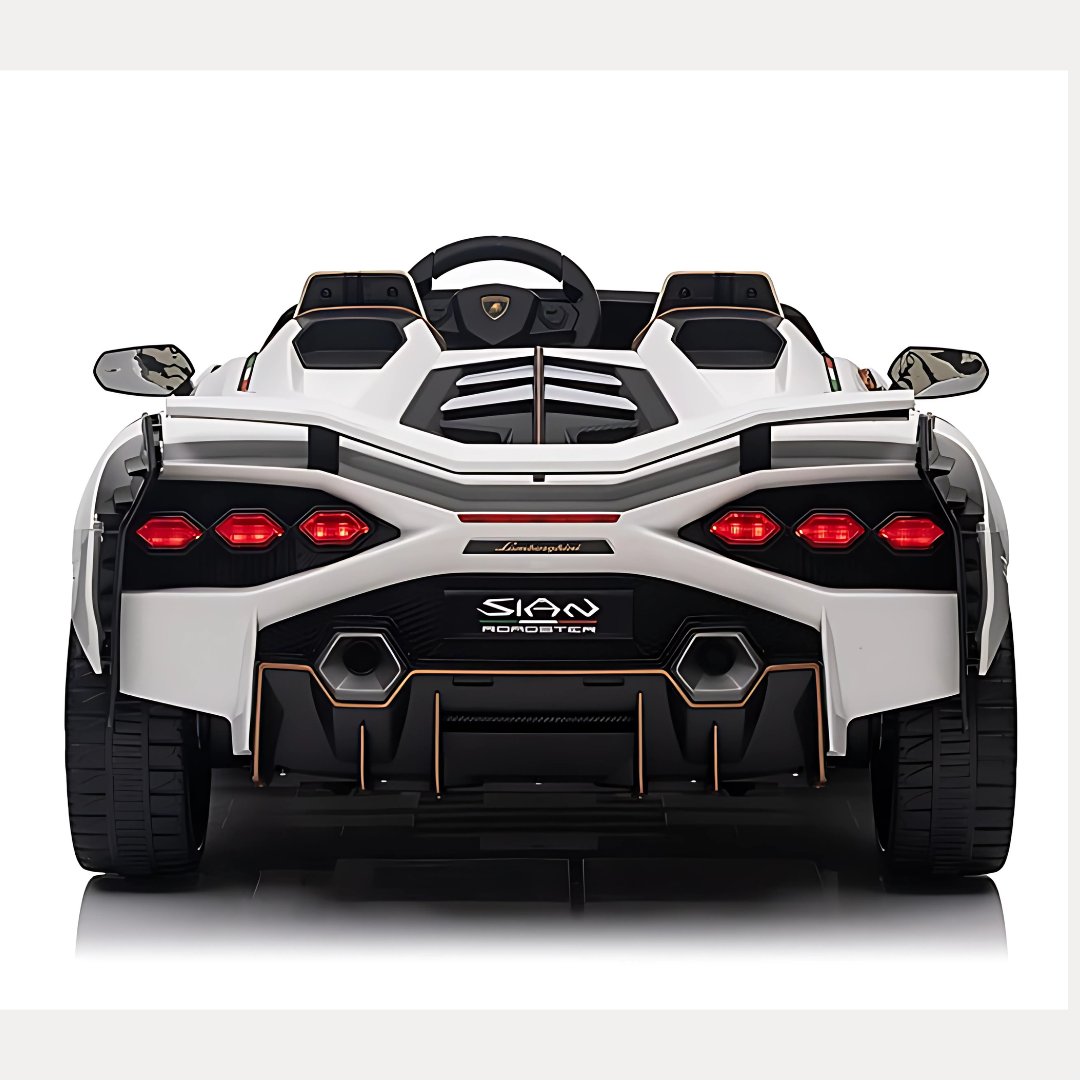 24V Lamborghini Sian 4x4 2-Seater Ride-On Car W/ Rubber Wheels, Music Player, Butterfly Doors & RC