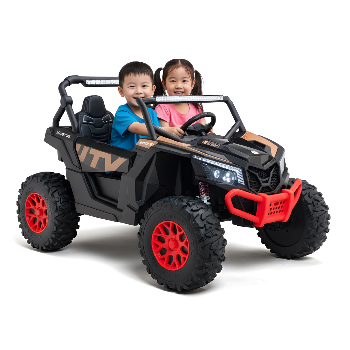 24V UTV-Max Edition XXL 2-Seater 4x4 Ride-On Buggy W/ Rubber Wheels, Music Player, Lights & RC