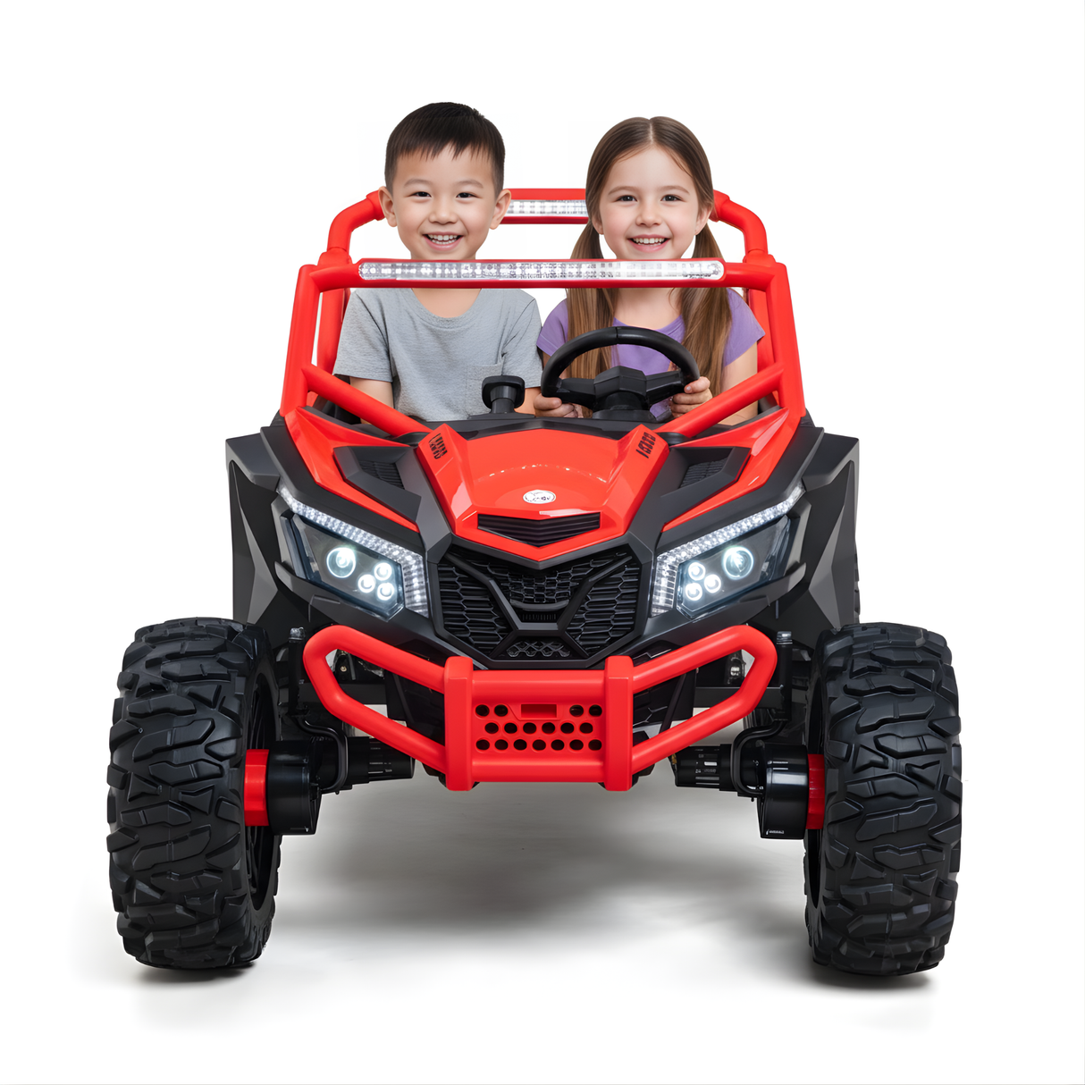 24V UTV-Max Edition XXL 2-Seater 4x4 Ride-On Buggy W/ Rubber Wheels, Music Player, Lights & RC