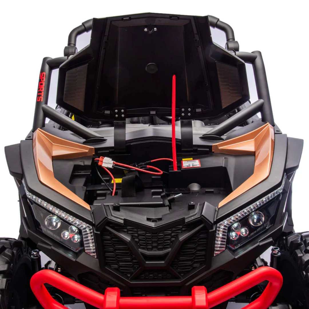 24V UTV-Max Edition XXL 2-Seater 4x4 Ride-On Buggy W/ Rubber Wheels, Music Player, Lights & RC