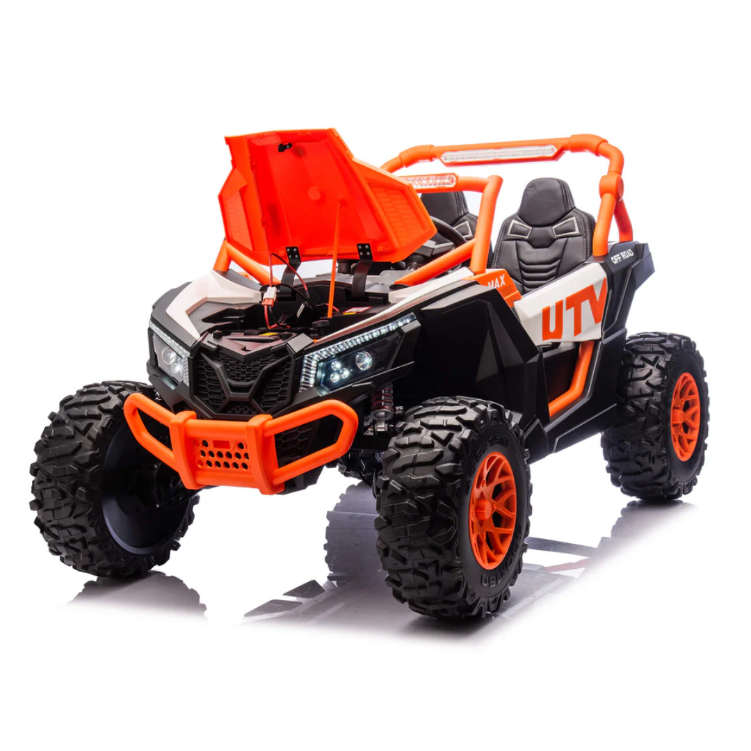 24V UTV-Max Edition XXL 2-Seater 4x4 Ride-On Buggy W/ Rubber Wheels, Music Player, Lights & RC