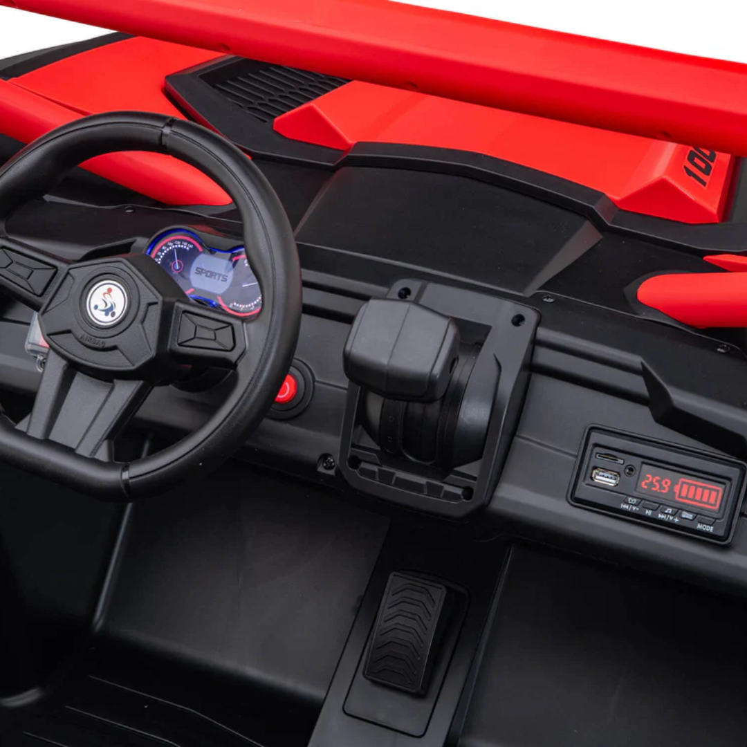 24V UTV-Max Edition XXL 2-Seater 4x4 Ride-On Buggy W/ Rubber Wheels, Music Player, Lights & RC