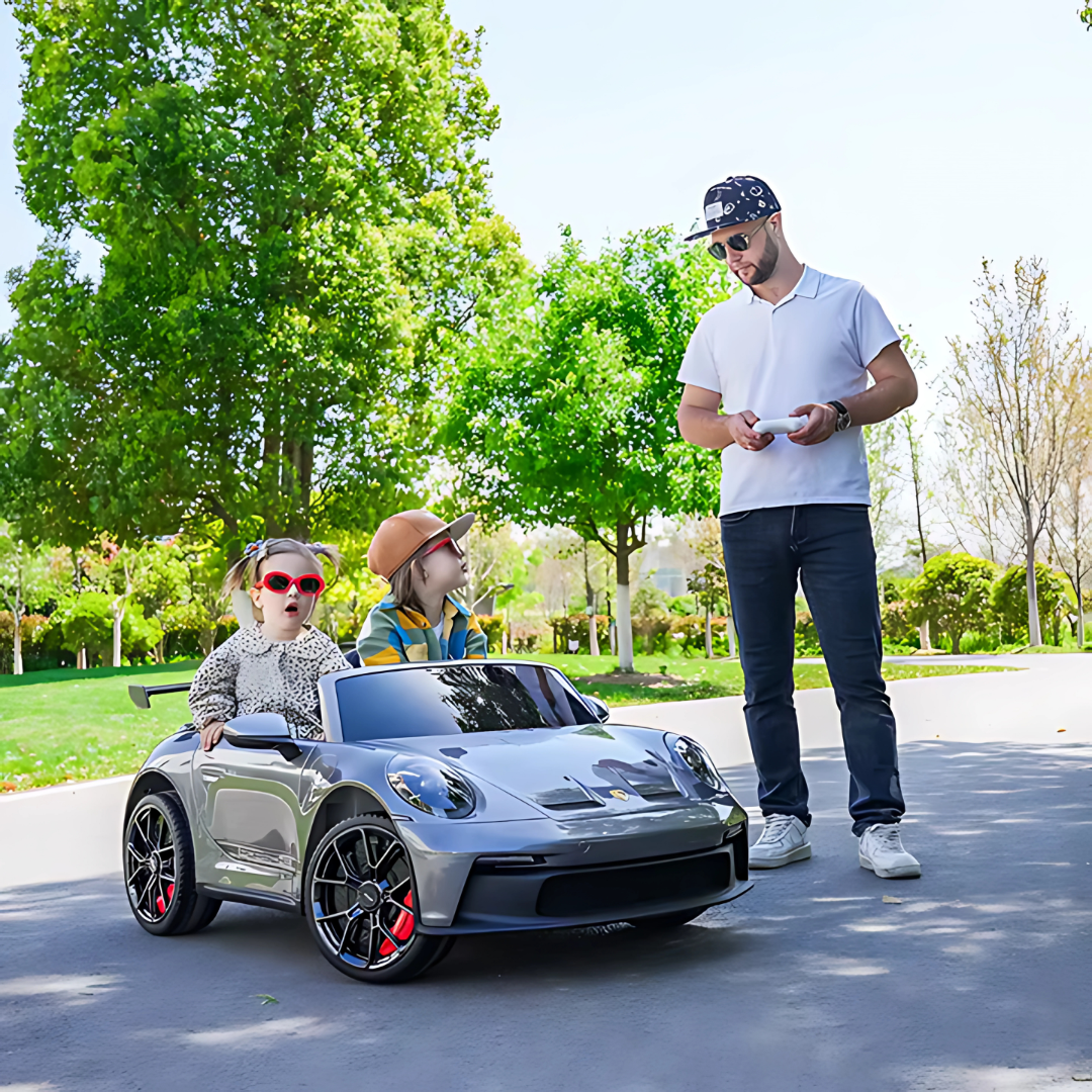 24V Porsche 911 GT3 4x4 AWD MP4 Edition 2-Seater Licensed Ride-On Car W/ Rubber Wheels, Music Player & RC