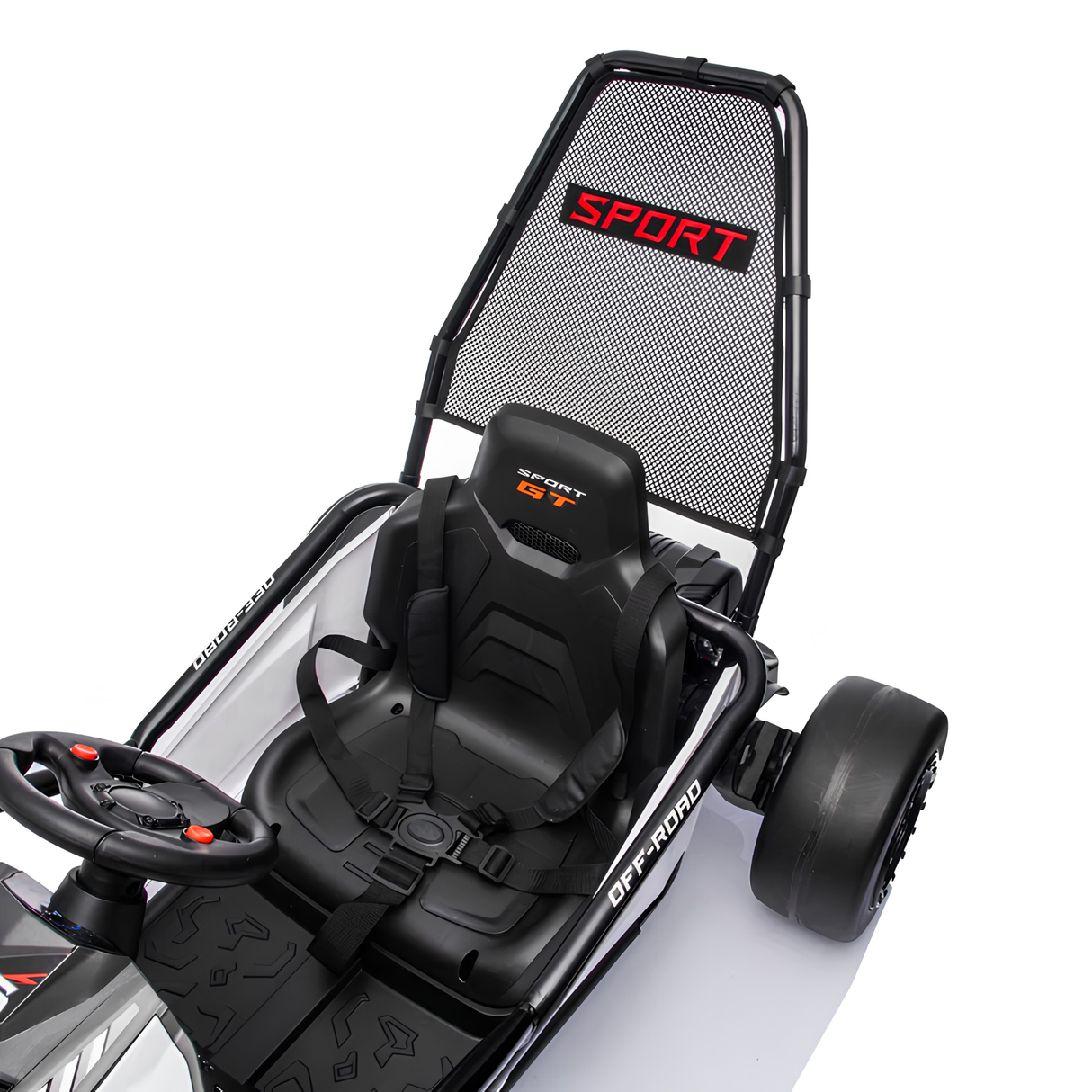 24V Phantom Sport GT Kids High Speed Electric Go Kart with Safety Harness, Lights & Music