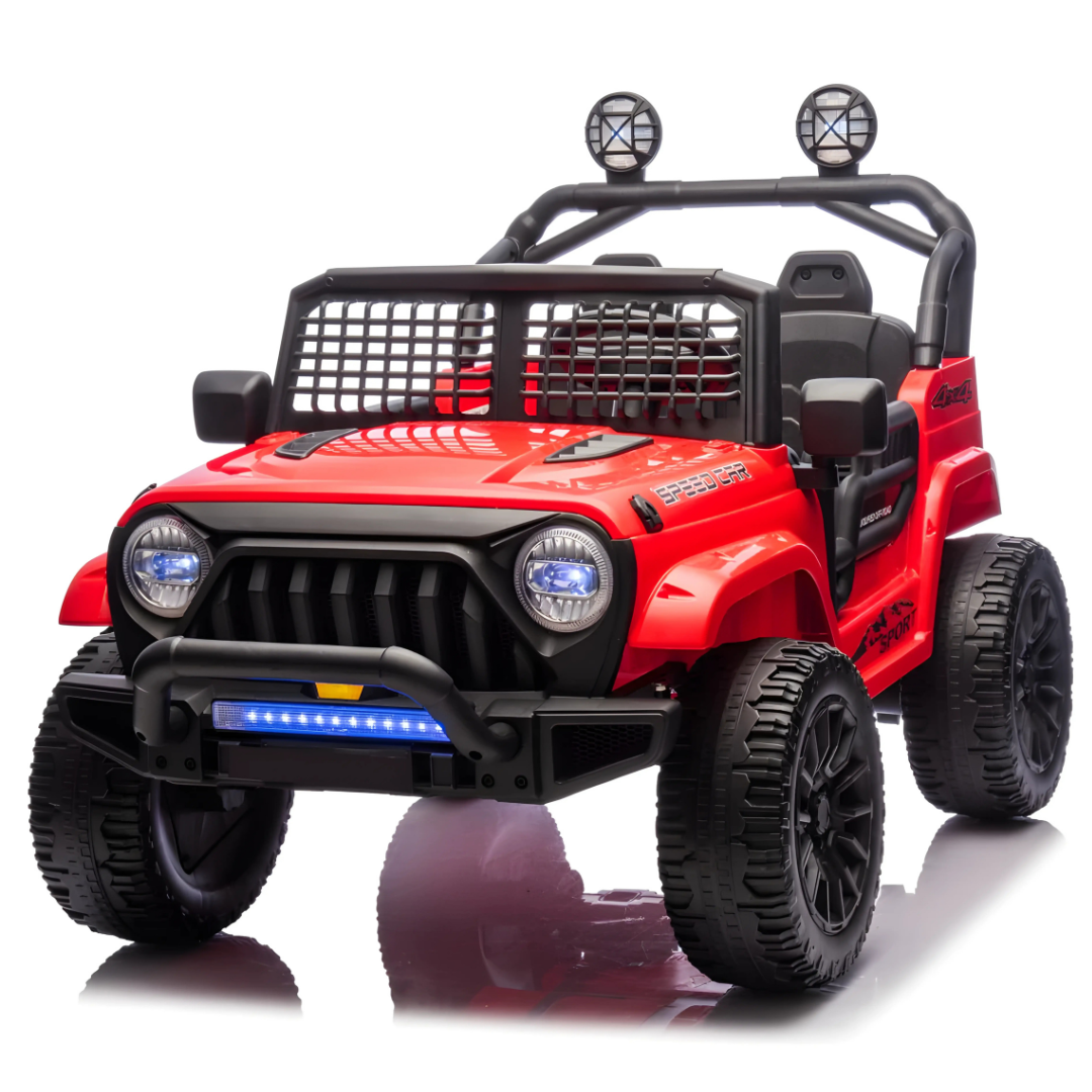 24V X-Racer Edition 2-Seater Upgraded 4x4 AWD Ride-On Truck W/ Rubber Wheels, Music Player & RC