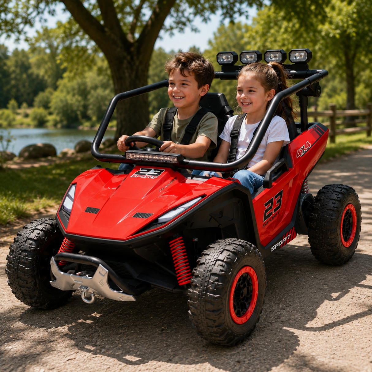 24V X-Raptor 2-Seater Kids Ride-On 4X4 UTV with EVA Rubber Wheels, Music Player & RC