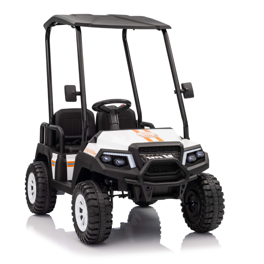 24V Golf Buggy Edition XL 4-Seater 4x4 Ride-On UTV W/ Rubber Wheels, Music Player & RC