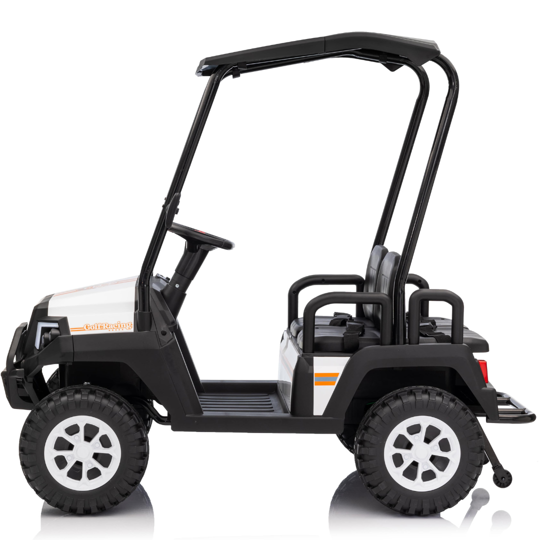 24V Golf Buggy Edition XL 4-Seater 4x4 Ride-On UTV W/ Rubber Wheels, Music Player & RC