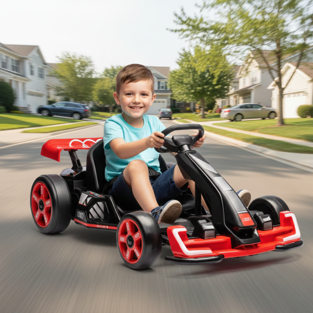 24V Audi Premium Upgraded Drifting Go Kart W/ Drift Mode, Lights & Music Player
