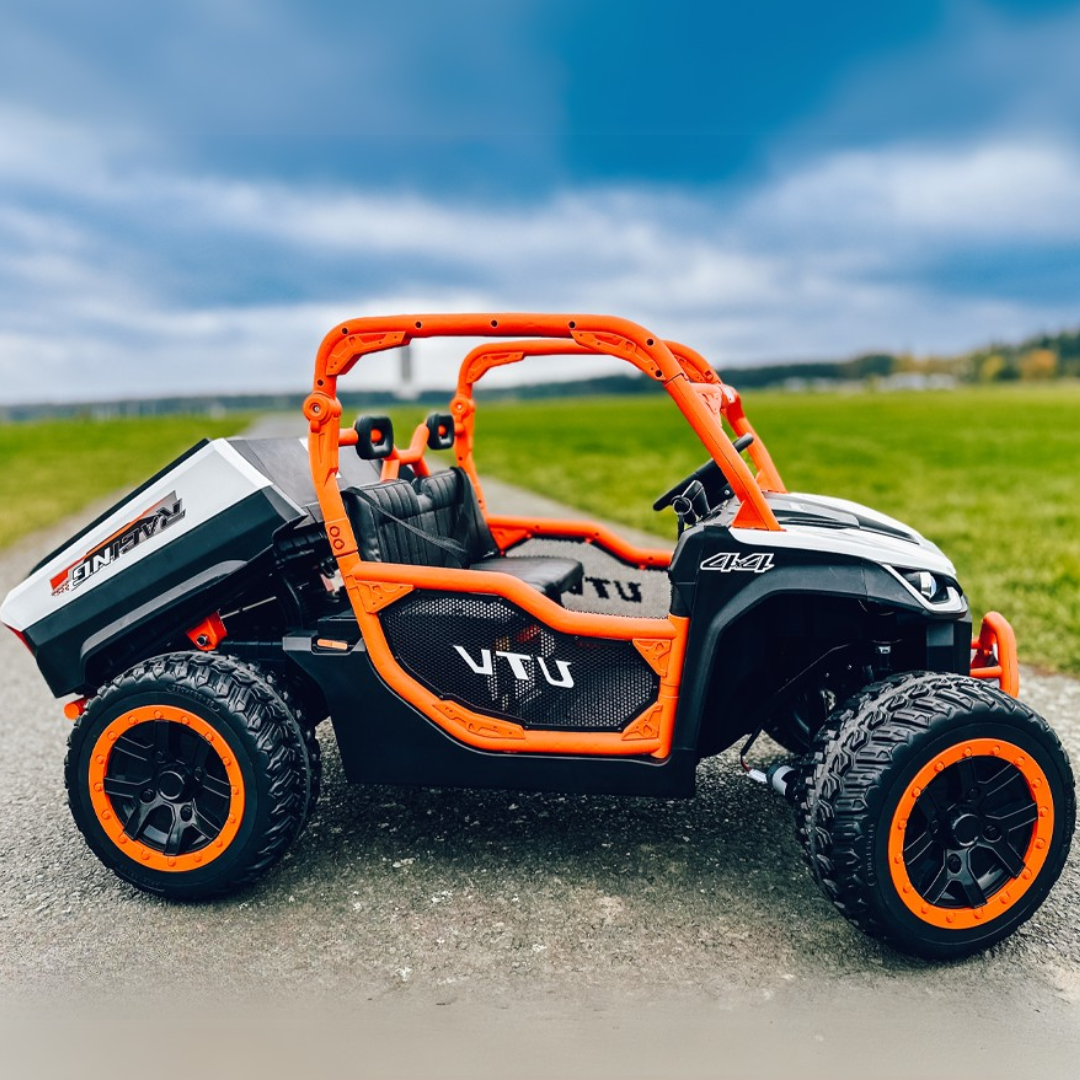 24V Famer Edition 4x4 Kids 2-Seater Ride-On UTV Buggy W/ Rubber Wheels, Music Player & RC