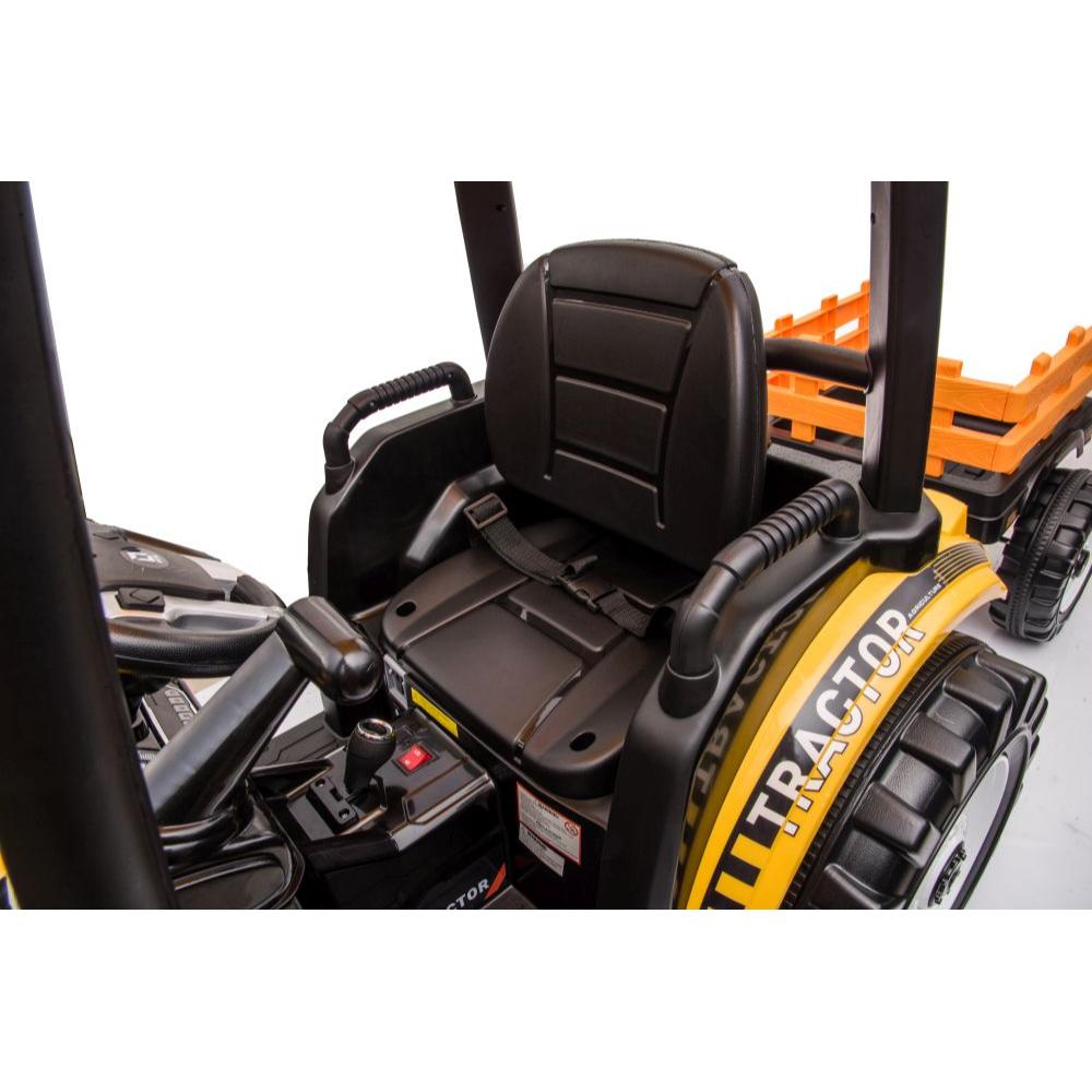 24V Ride-On 6-Wheel 1-Seater Tractor Trailer W/ Wagon, Canopy, Music Player & RC