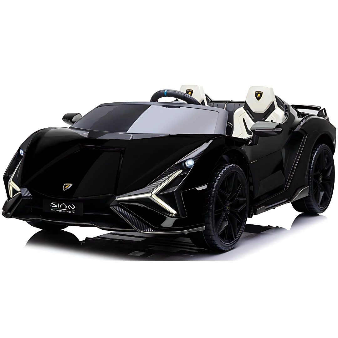 24V Lamborghini Sian 4x4 2-Seater Ride-On Car W/ Rubber Wheels, Music Player, Butterfly Doors & RC