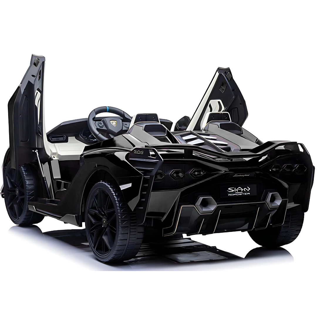 24V Lamborghini Sian 4x4 2-Seater Ride-On Car W/ Rubber Wheels, Music Player, Butterfly Doors & RC