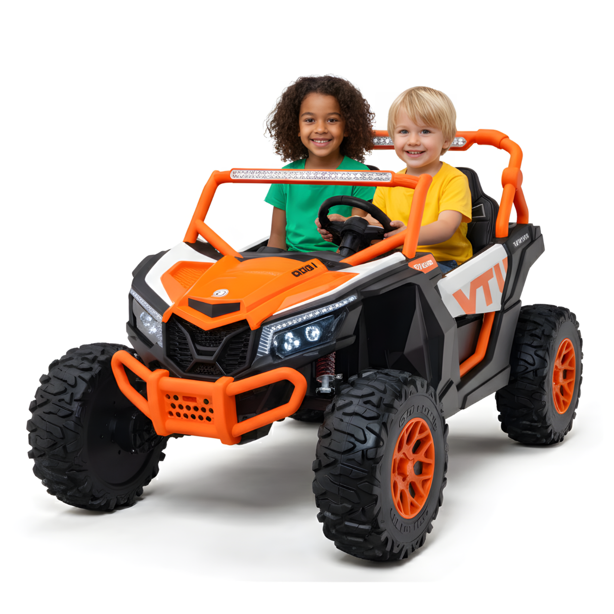 24V UTV-Max Edition XXL 2-Seater 4x4 Ride-On Buggy W/ Rubber Wheels, Music Player, Lights & RC