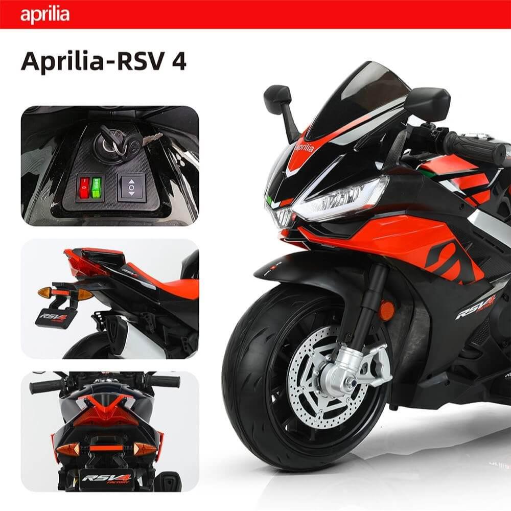 24V Big Kids Aprilia Premium Ride-On Motorcycle W/ Rubber Wheels, Lights & Music Player