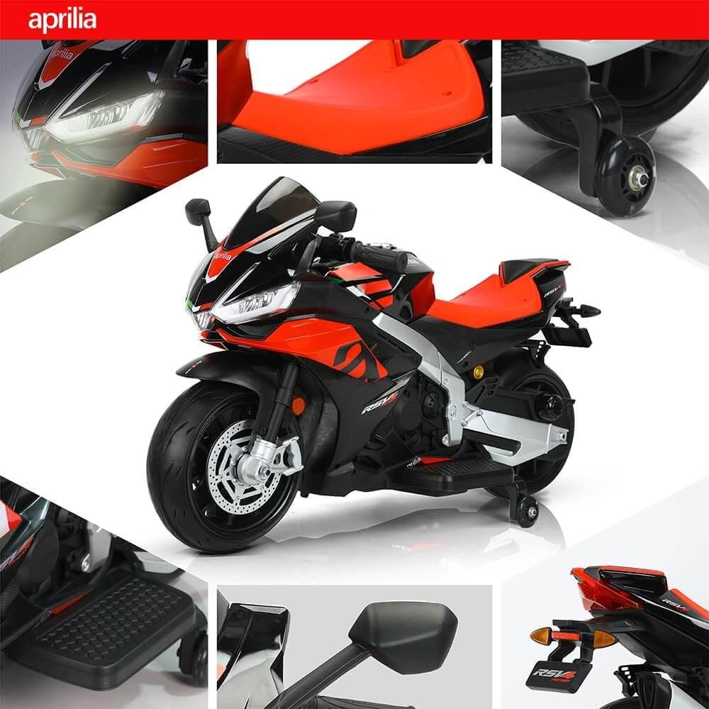 24V Big Kids Aprilia Premium Ride-On Motorcycle W/ Rubber Wheels, Lights & Music Player