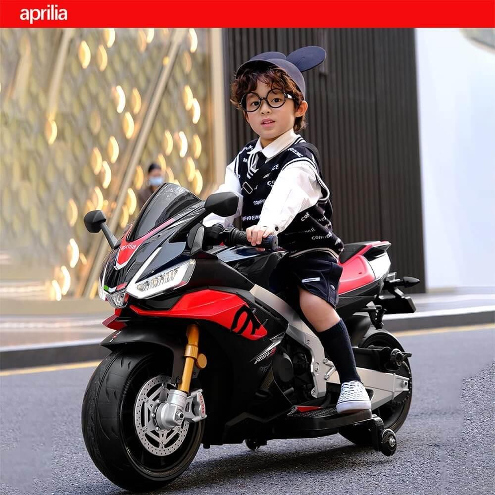 24V Big Kids Aprilia Premium Ride-On Motorcycle W/ Rubber Wheels, Lights & Music Player