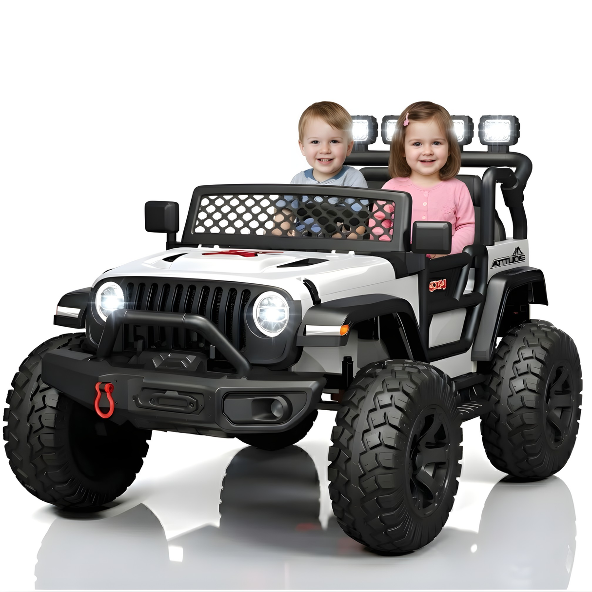24V Trail-MX 2-Seater Upgraded 4x4 AWD Ride-On Truck W/ Rubber Wheels, Music Player, Lights & RC