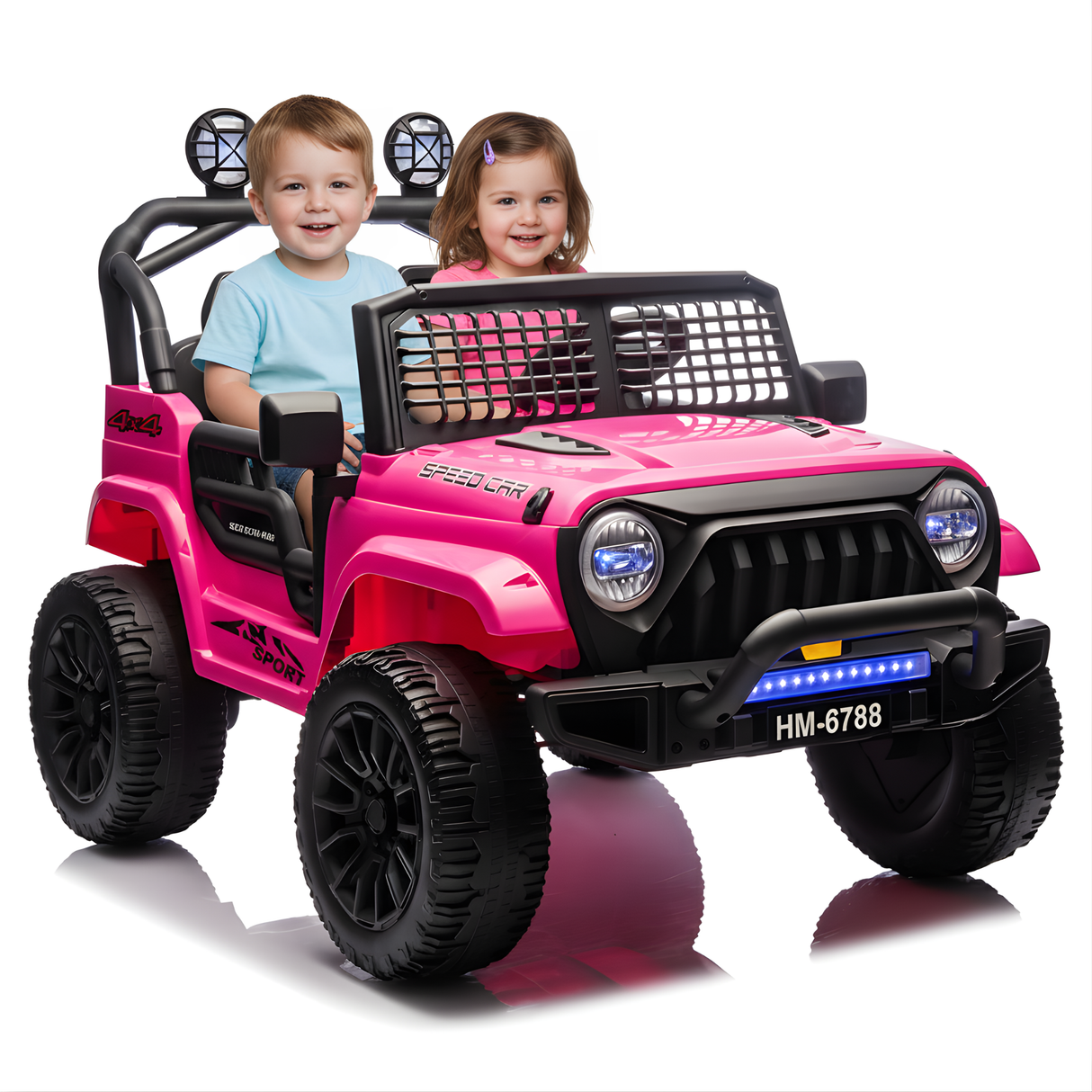 24V X-Racer Edition 2-Seater Upgraded 4x4 AWD Ride-On Truck W/ Rubber Wheels, Music Player & RC
