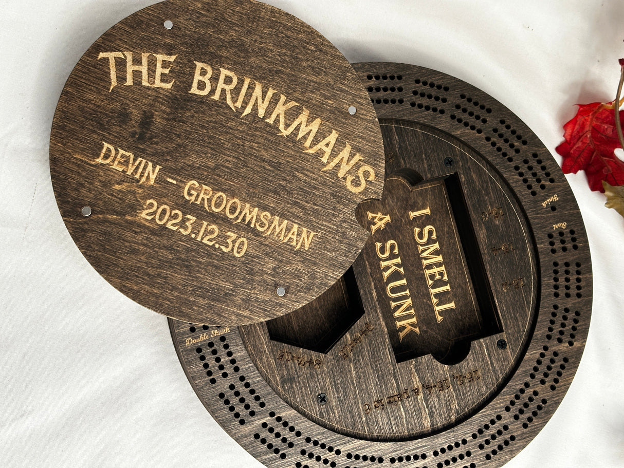 Customized Round Cribbage Board,10.75 in.,4 Player Board