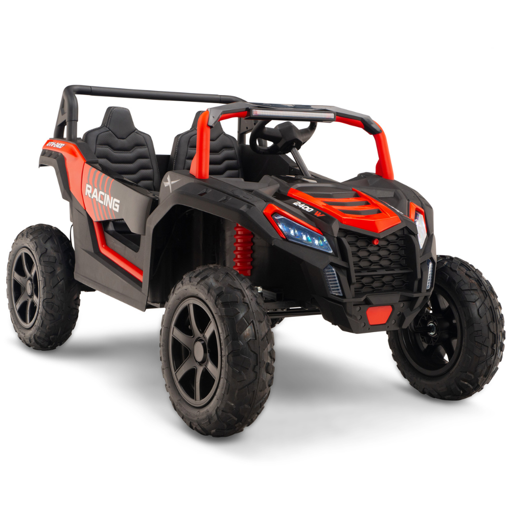 24V Ultra Treck 180-Watt Brushless Edition XXL 2-Seater UTV for Advanced Drivers W/ Inflatable Rubber Tires, Music Player & Lights