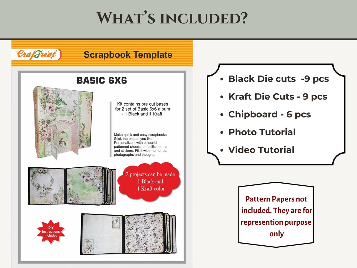 CrafTreat Scrapbook Blanks - Basic 6x6 - Black & Kraft Color